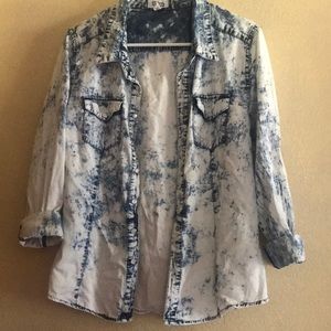 Acid Wash Denim Button Up